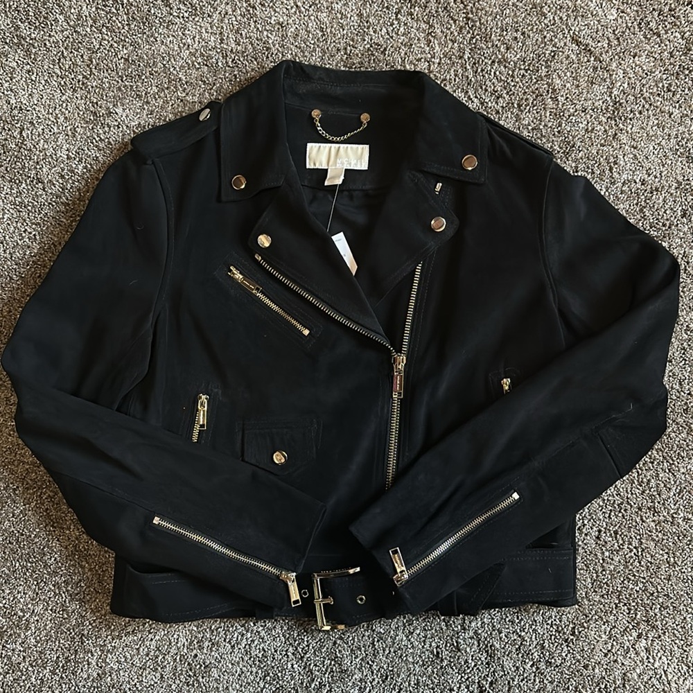NEW! Michael Kors Black Suede Moto Jacket - Picture 5 of 8